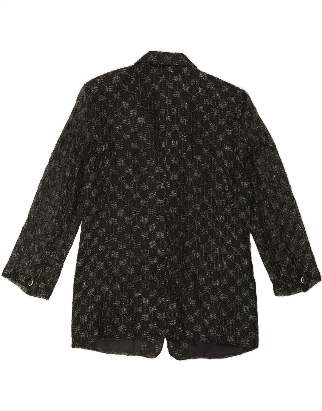 VINTAGE Womens Abstract Pattern Blazer Jacket UK 16 Large Black Geometric Vintage Vintage and Second-Hand Vintage from Messina Hembry 