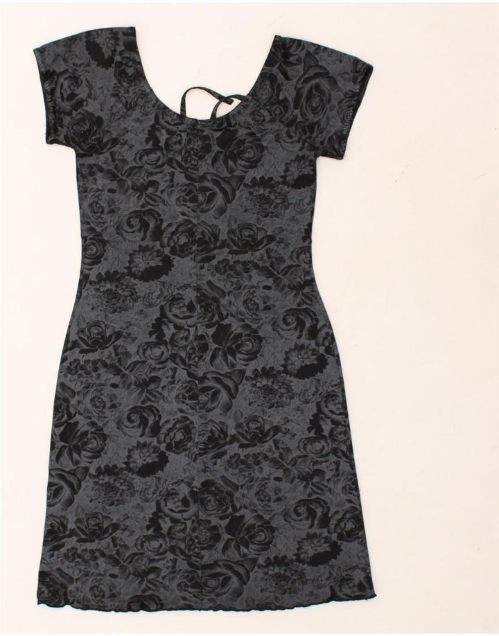 VINTAGE Womens Sheath Dress UK 12 Medium  Grey Floral | Vintage Vintage | Thrift | Second-Hand Vintage | Used Clothing | Messina Hembry 
