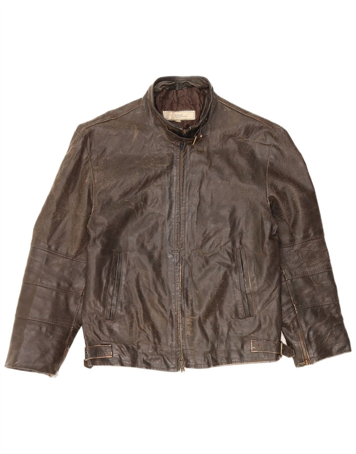 VINTAGE ženska kožna jakna 3/4 rukava UK 14 srednje smeđa koža