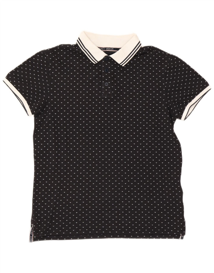 Armani Regular polo majica, mala pamučna crna točkasta majica