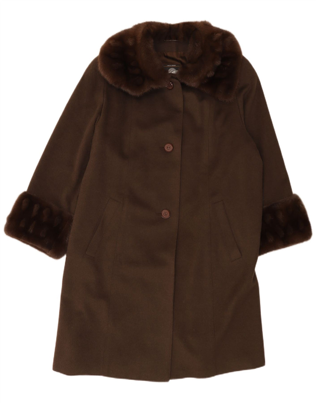 VINTAGE ženski preveliki kaput UK 14 Velika kaki vuna