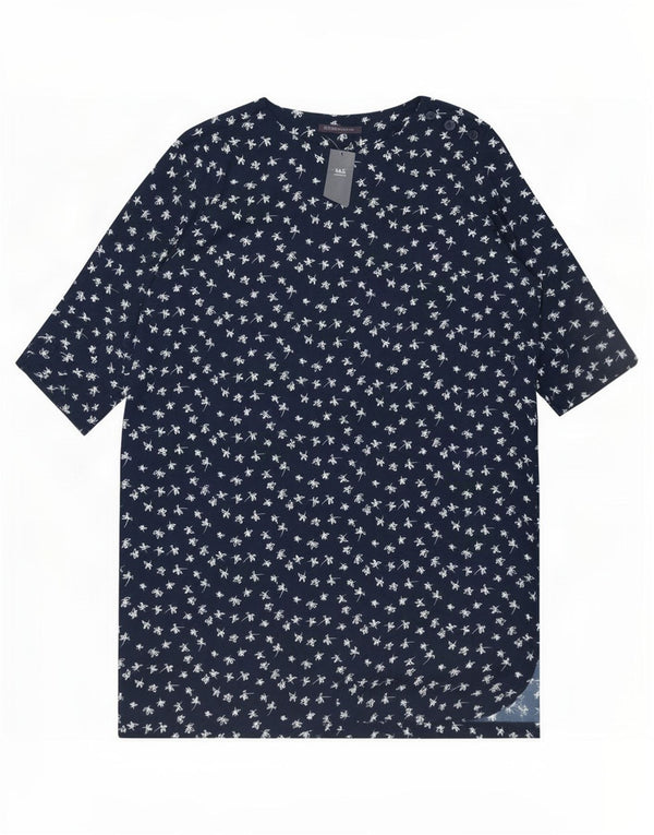 Marks & Spencer ženska haljina na pomak 3/4 rukava UK 22 3XL tamnoplava cvjetna