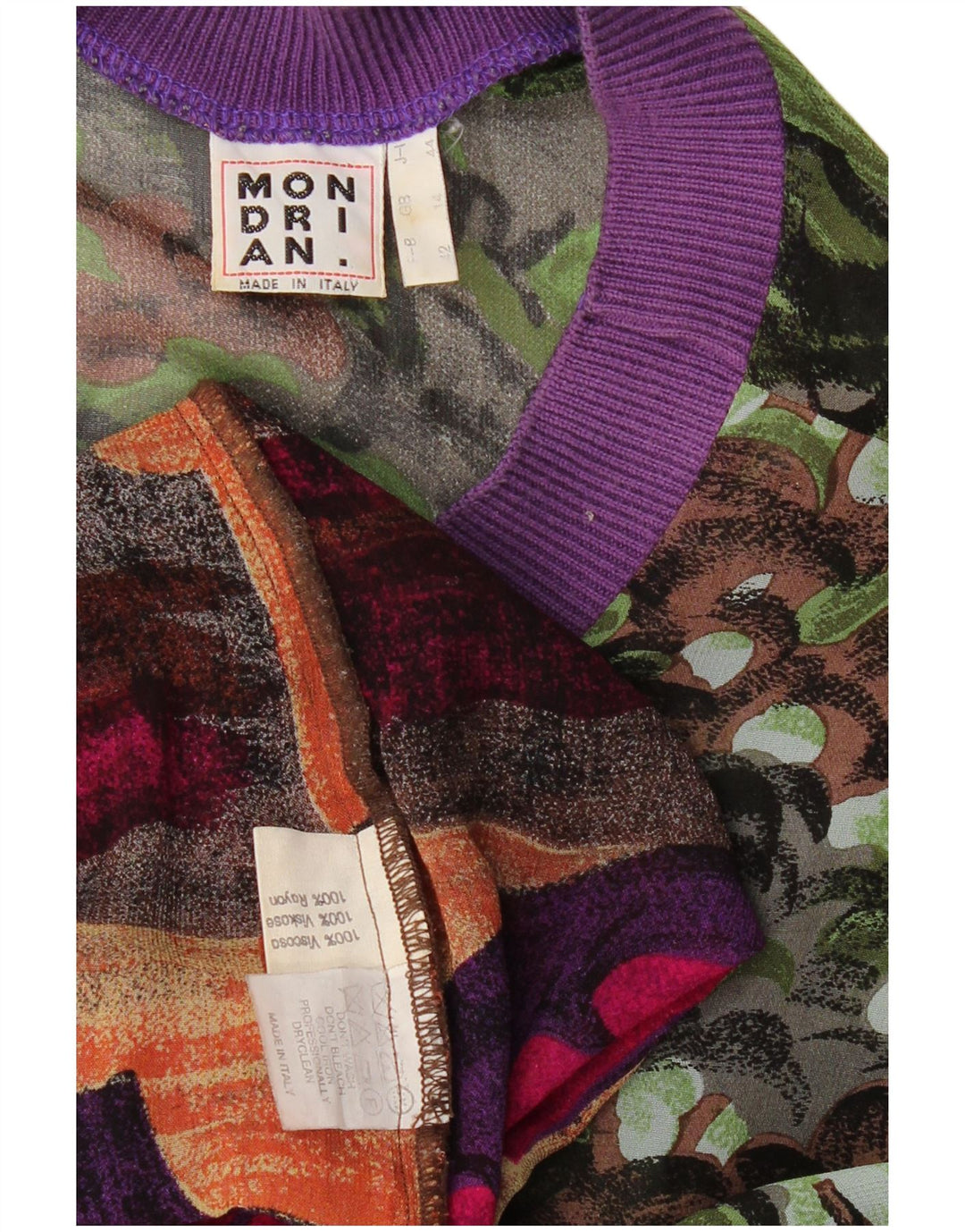 VINTAGE Ženski gornji dio bluze s apstraktnim uzorkom UK 14 Veliki, višebojni