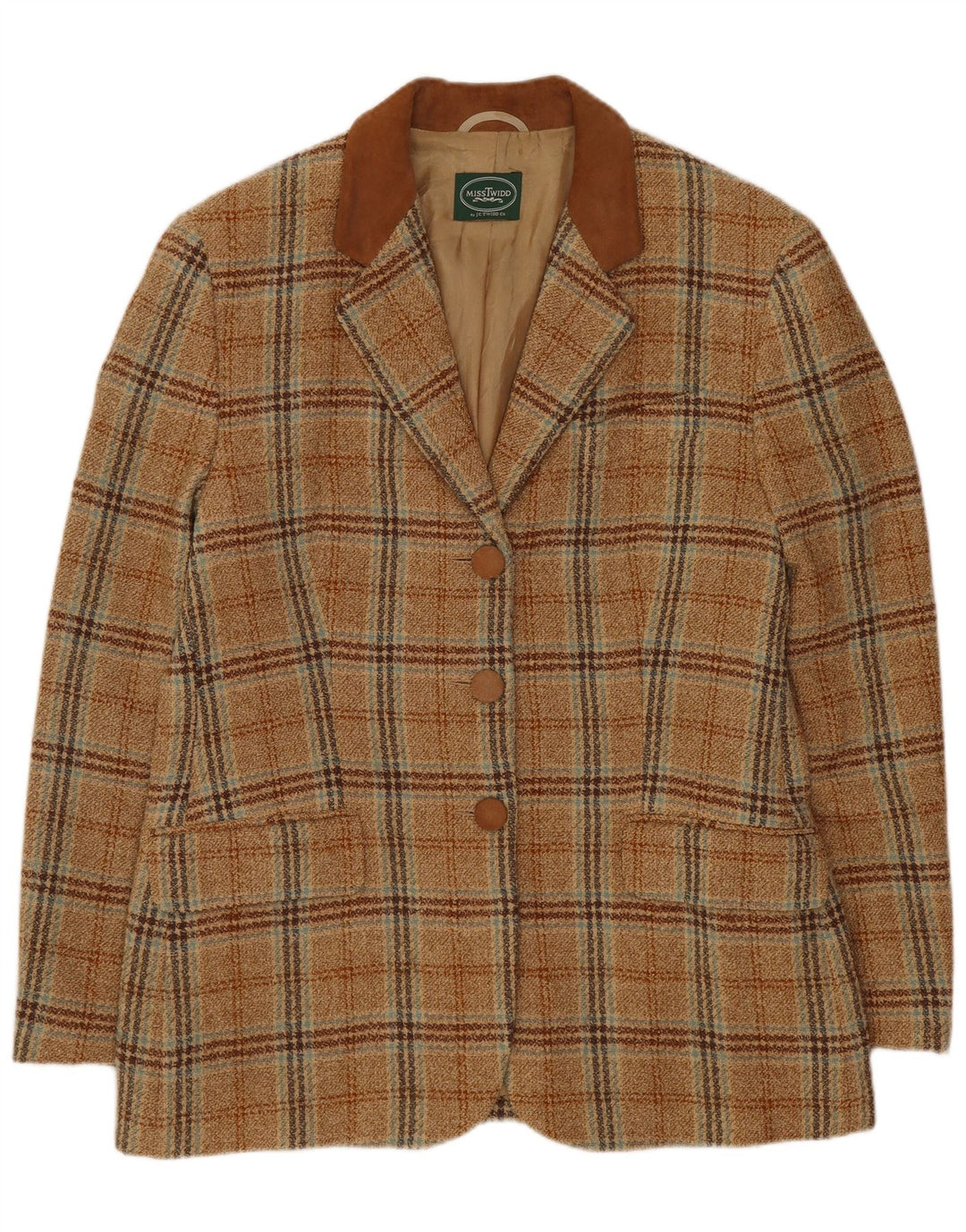 Misstwidd ženski sako s 3 gumba IT 44 srednje bež karirane boje