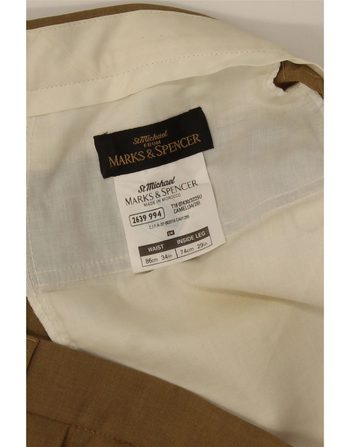 Marks & Spencer muške hlače s štipaljkama W34 L29 kaki poliester