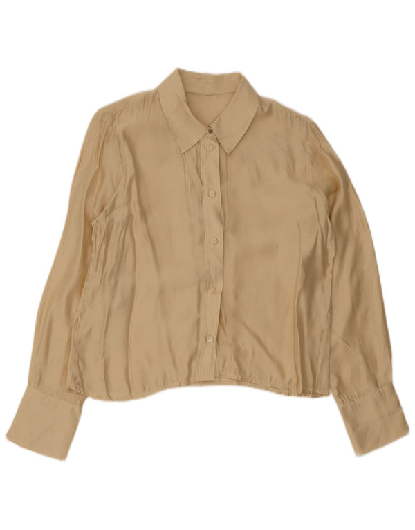 Vintage Womens Shirt Blouse UK 14 Medium Beige