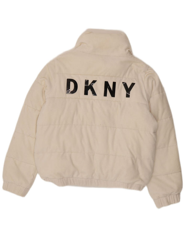 Dkny Ženska grafička podstavljena jakna UK 16 Veliki bijeli pamuk