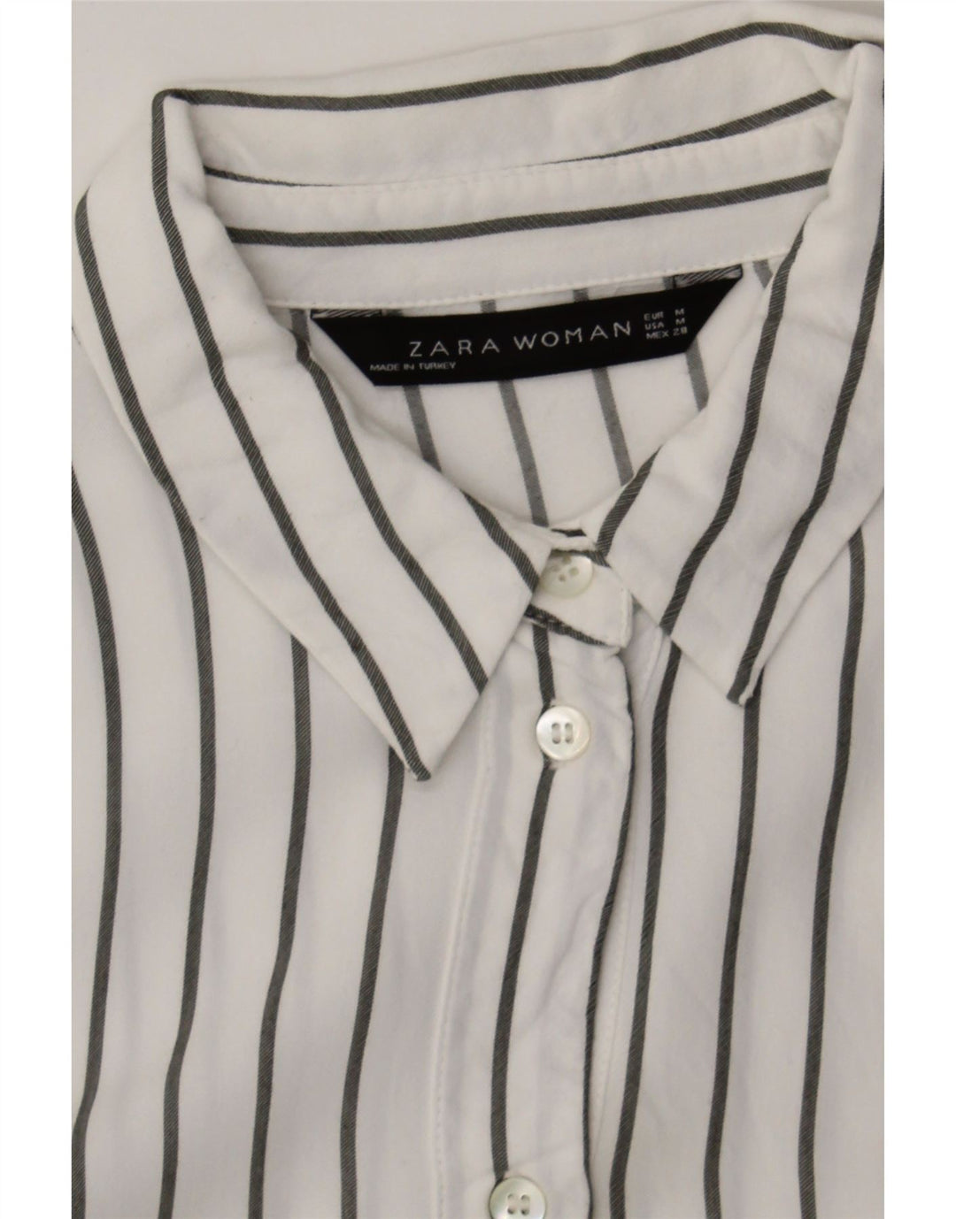 ZARA Womens Pullover Shirt Dress UK 14 Medium White Striped Vintage Zara and Second-Hand Zara from Messina Hembry 