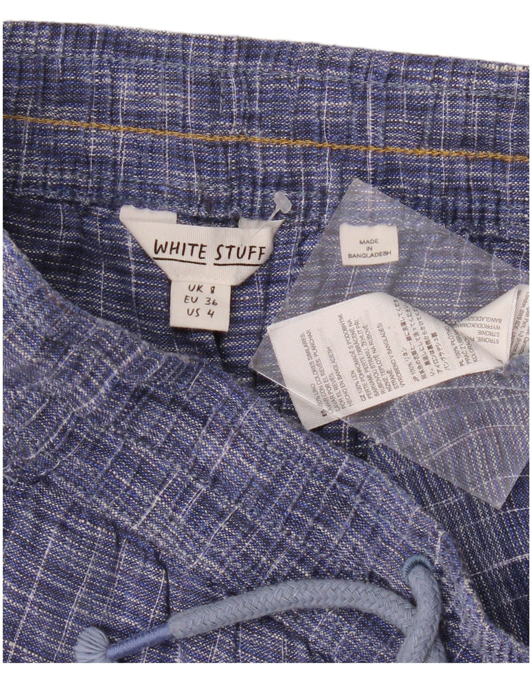 WHITE STUFF Womens Casual Shorts UK 8 Small W28 Blue Check Linen