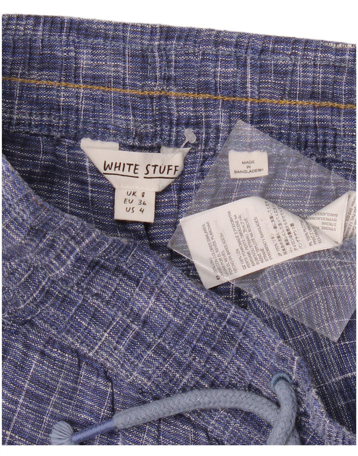 WHITE STUFF Womens Casual Shorts UK 8 Small W28 Blue Check Linen