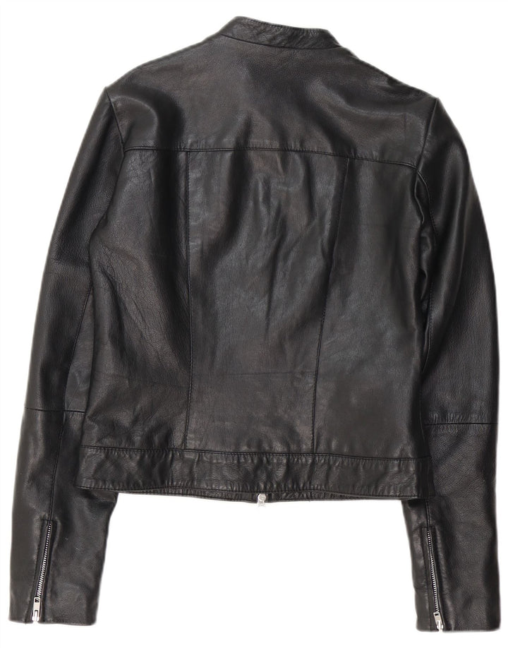 Vintage ženska kožna jakna UK 14 srednje crna koža