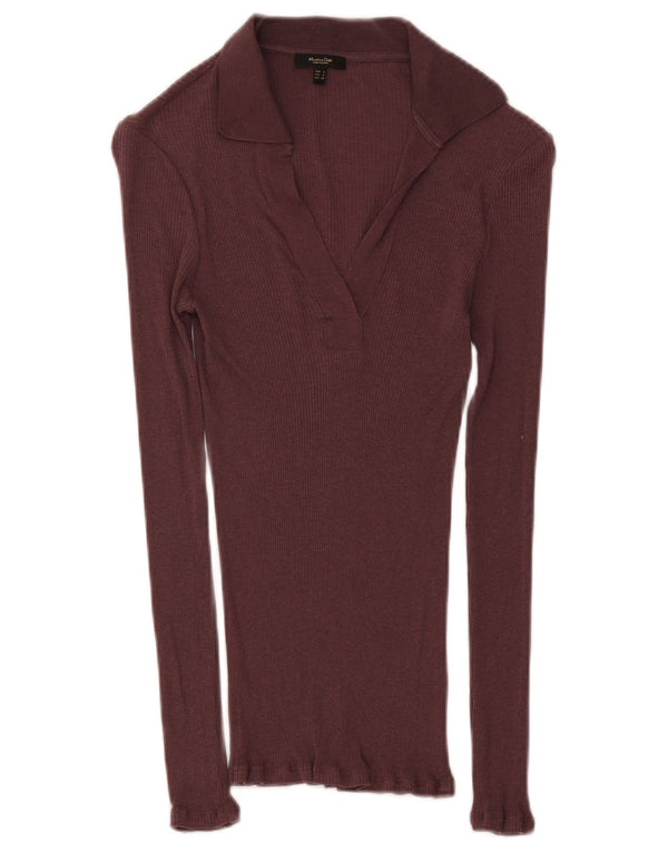 Ženska polo majica dugih rukava Massimo Dutti UK 8 Mala bordo