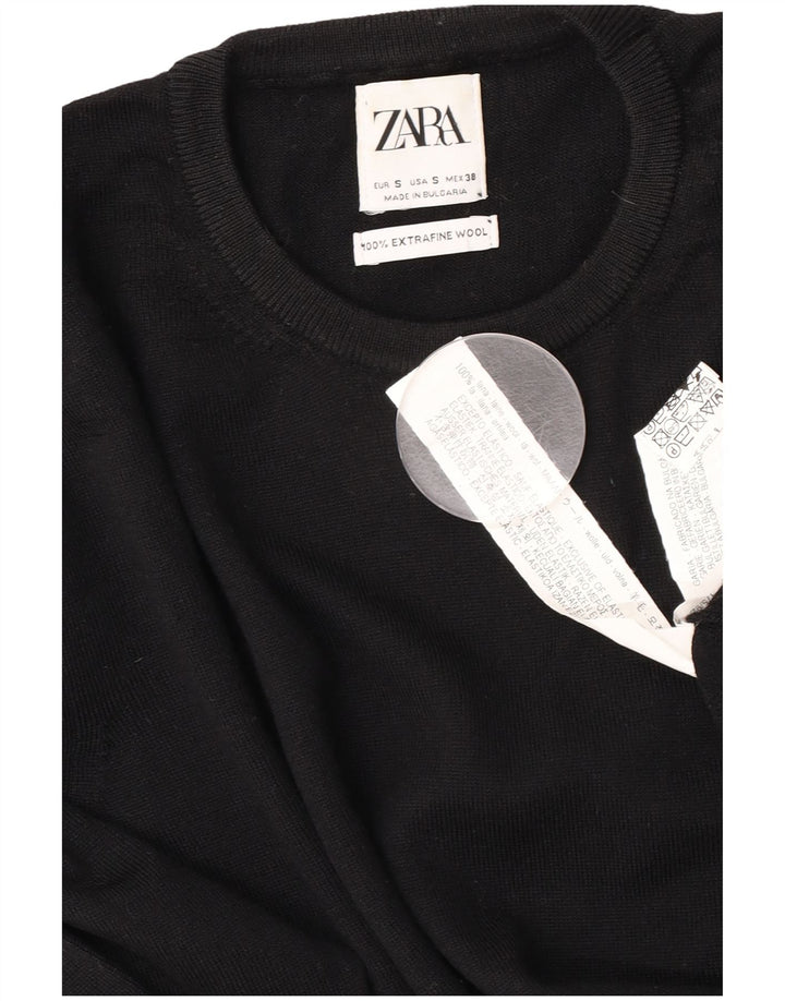 Zara muški pulover s okruglim izrezom mali crni vuneni