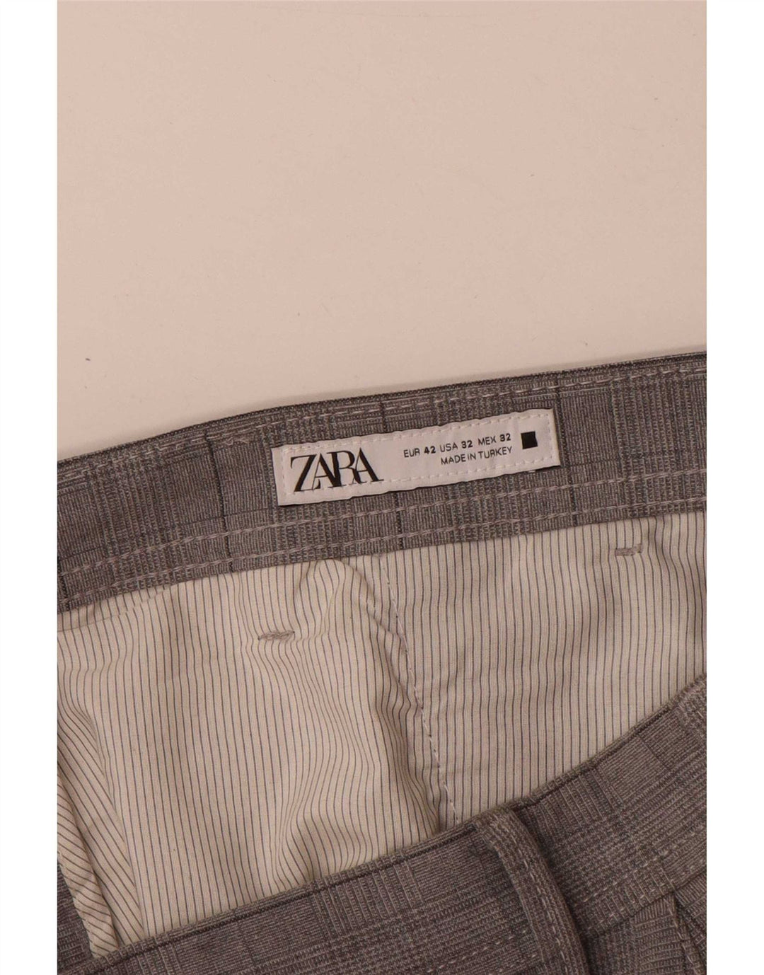 Zara muške uske chino hlače EU 42 Large W32 L30 sivi karirani poliester