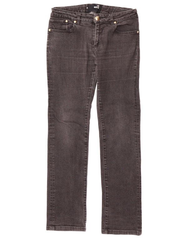 MOSCHINO Ženske ravne traperice W30 L31 crni pamuk