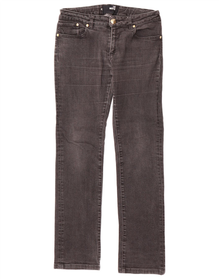 MOSCHINO Ženske ravne traperice W30 L31 crni pamuk