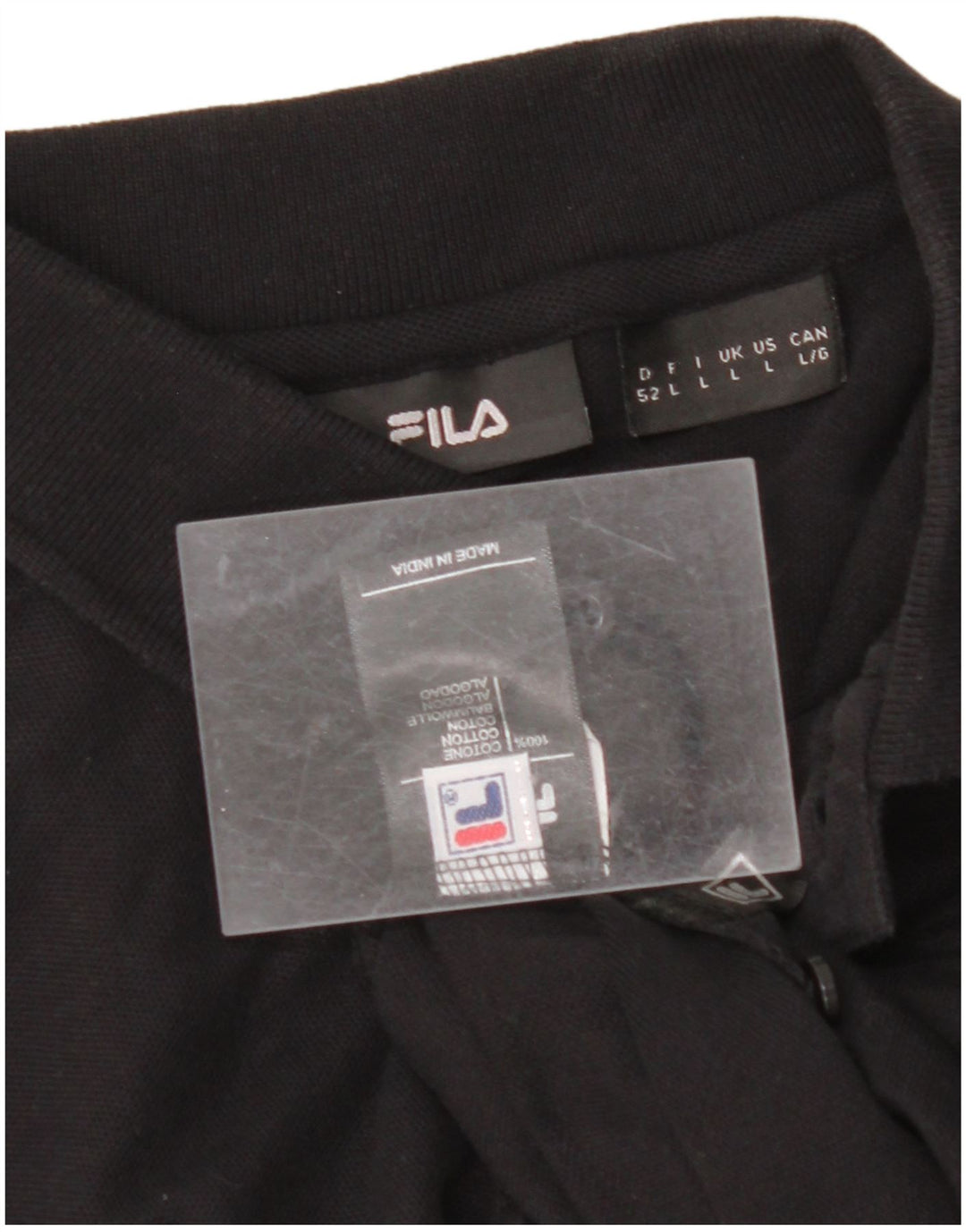 FILA Mens Polo Shirt Large Black Cotton