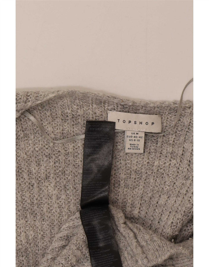 Topshop ženski prekomjerni otvoreni kardigan pulover UK 14 srednje sivi akril