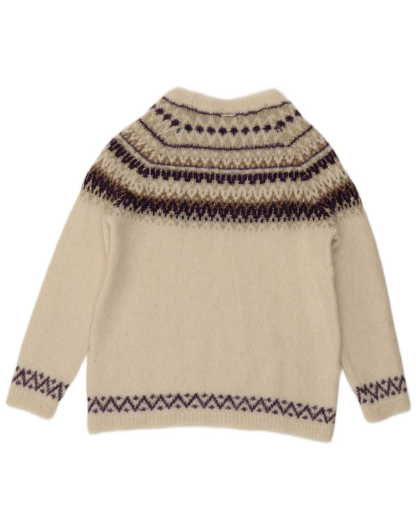 Liu Jo Womens Boat Neck Jumper Sweater UK 14 Medium White Fair Isle