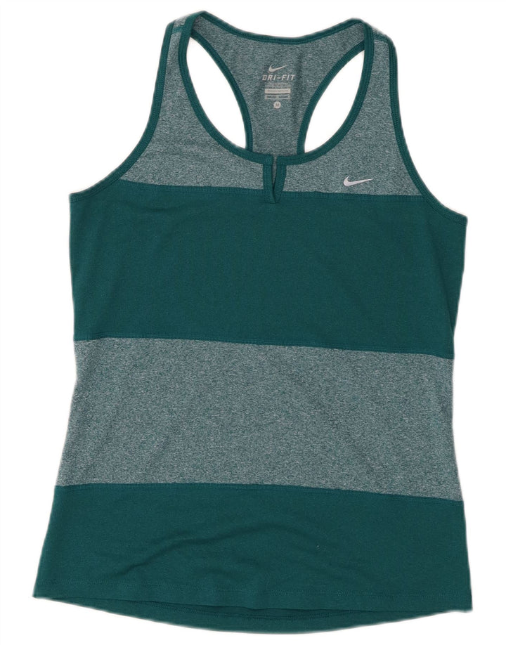 Nike Ženski Dri Fit Vest Top UK 12 Medium Green Colourblock Poliester