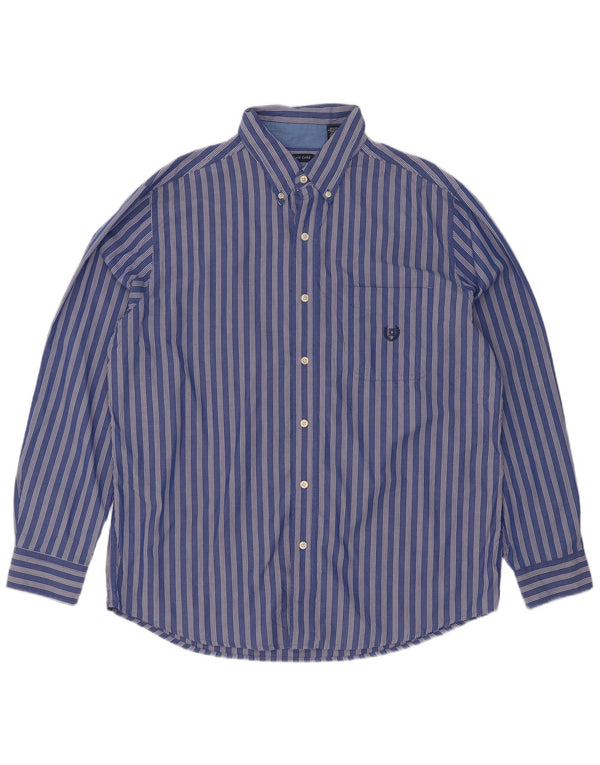 Chaps Mens Shirt Large Blue Striped Cotton