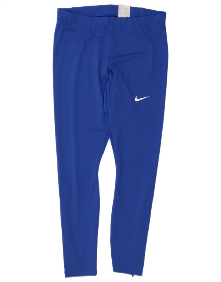Nike Ženske Dri Fit Leggings UK 14 Large Blue Polyester