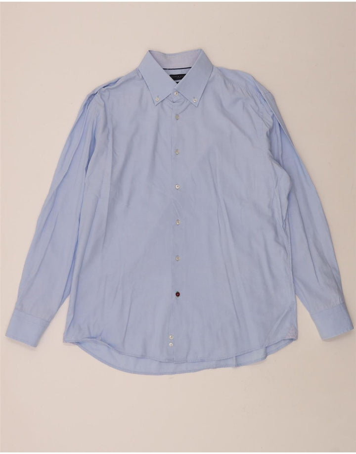 TOMMY HILFIGER Mens Fitted Shirt Size 44 XL Blue