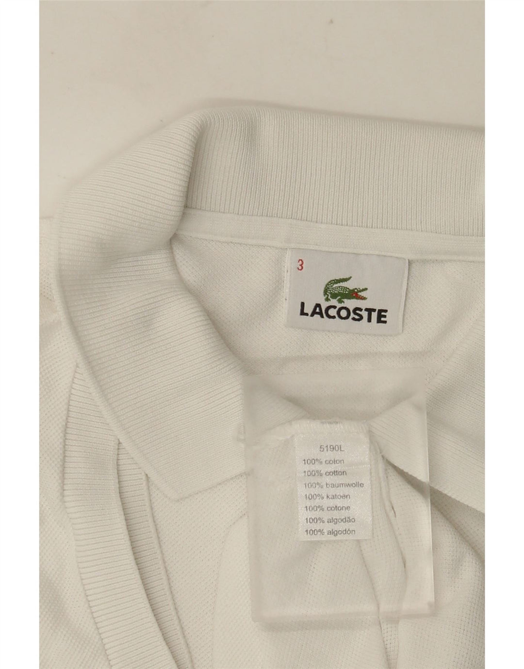 LACOSTE Muška polo majica Veličina 3 Mala bijela pamučna