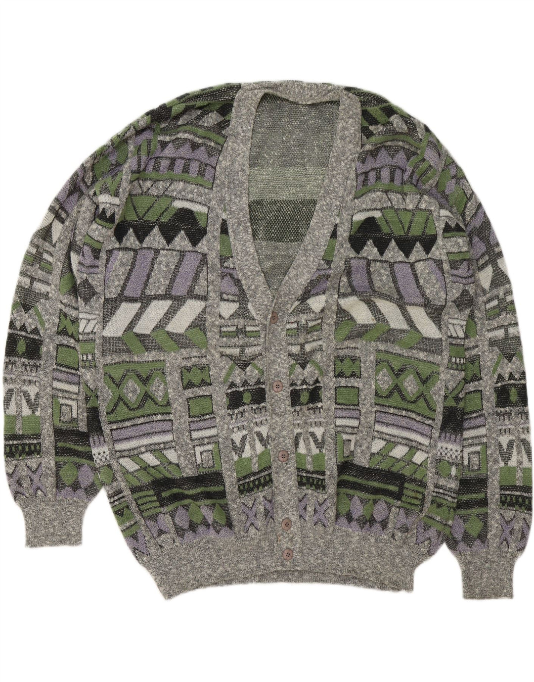 VINTAGE muški kardigan pulover 2XL višebojni geometrijski