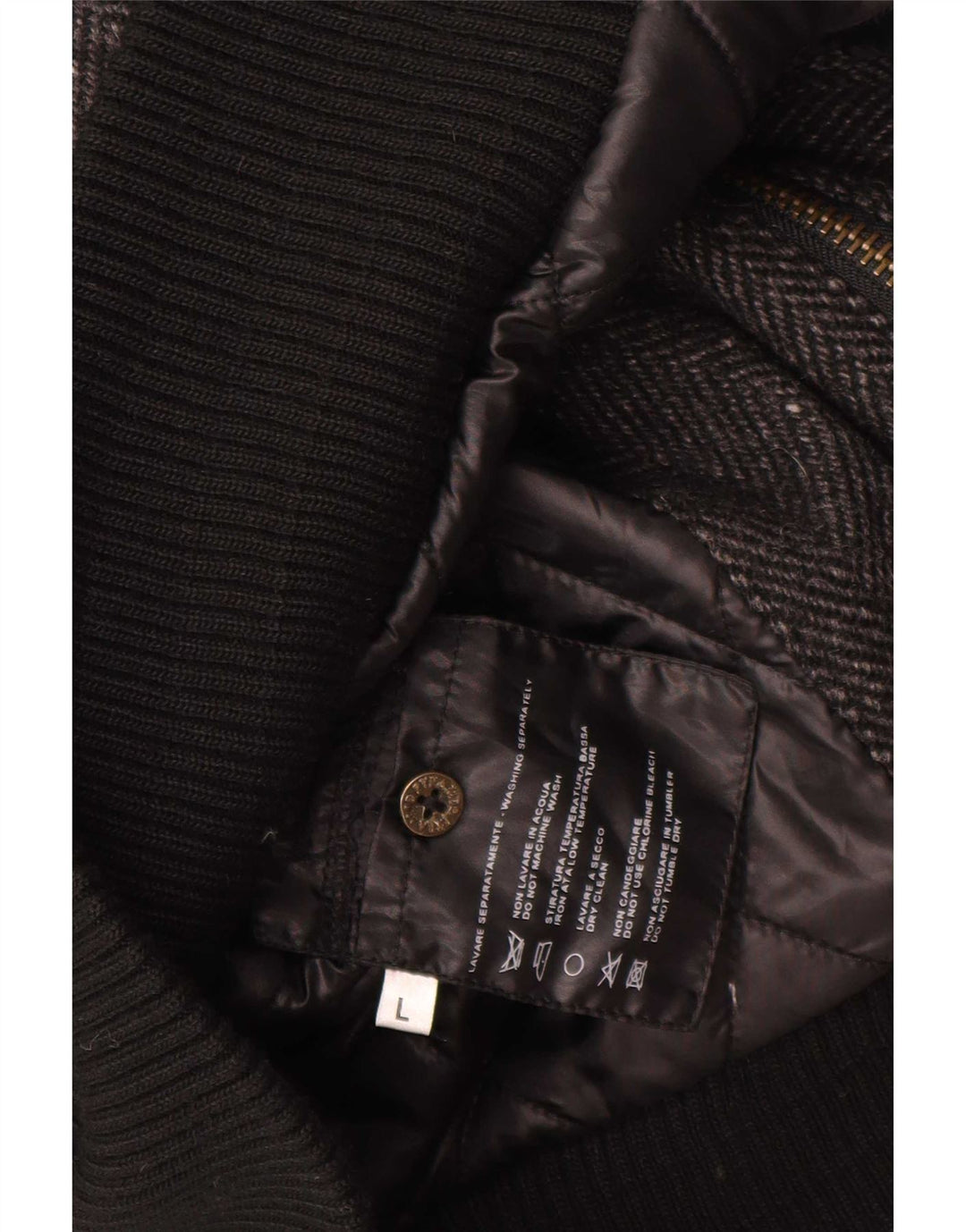 Pyramid muška bomber jakna UK 40 Large Grey Riblja kost vuna