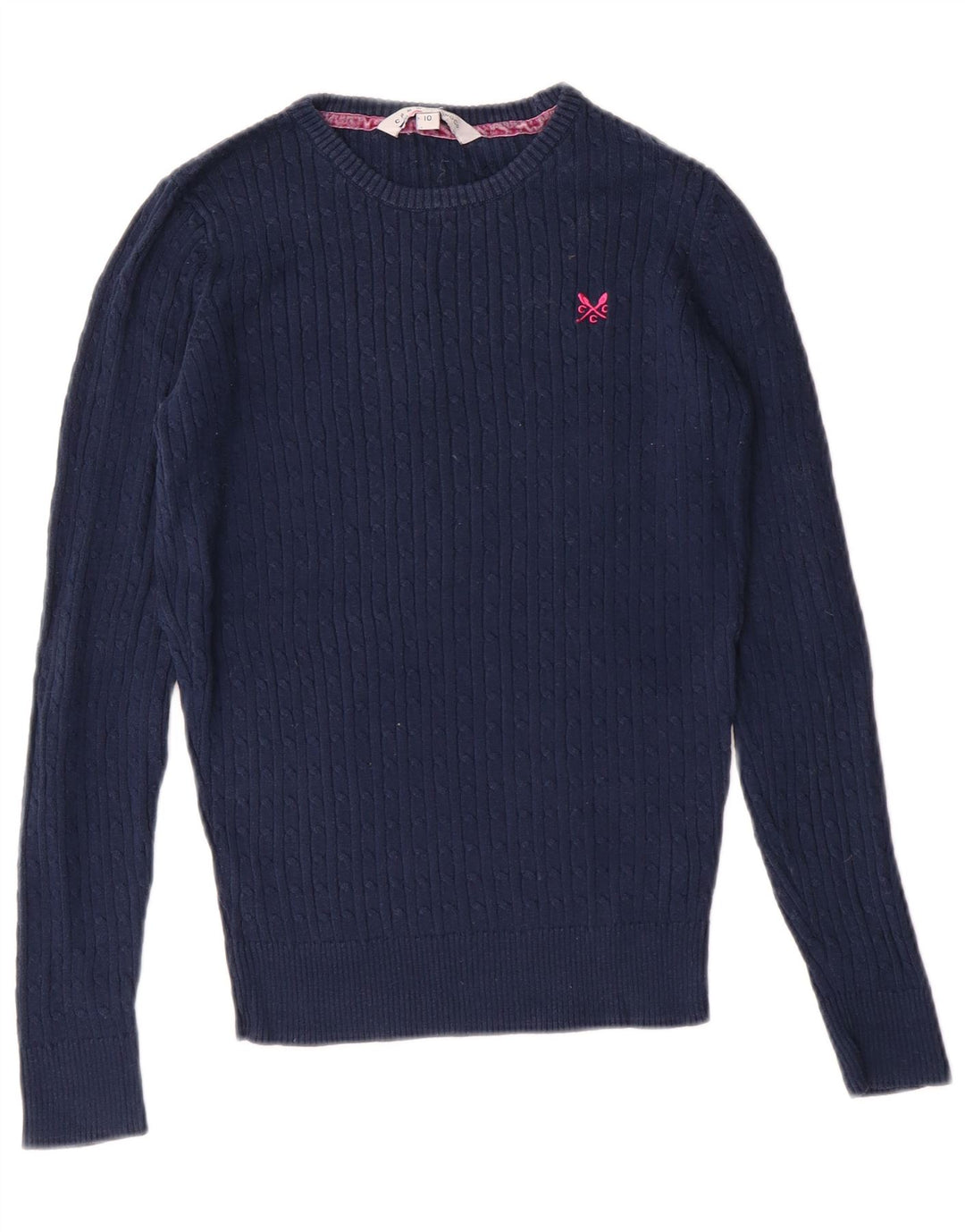 Crew Clothing Ženski džemper s veznim izrezom UK 10 Mali tamnoplavi klasični