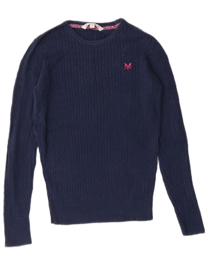 Crew Clothing Ženski džemper s veznim izrezom UK 10 Mali tamnoplavi klasični