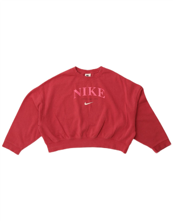 Nike Girls Oversized Crop Graphic Sweatshirt Džemper 12-13 Years Large Pink