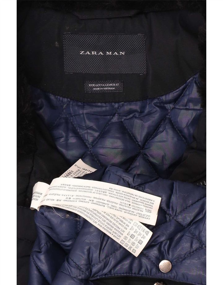 ZARA muška vojna jakna UK 40 veliki tamnoplavi poliester