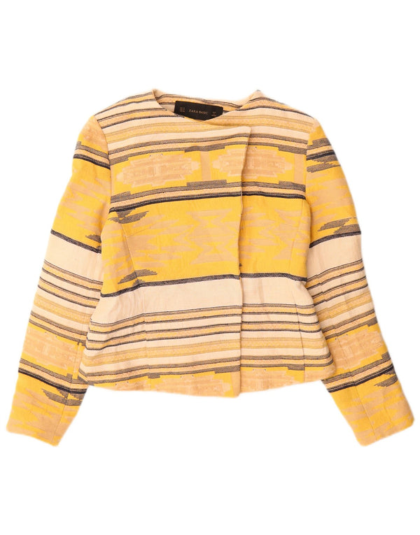 Zara muška jakna sa jaknom otvorenog kroja UK 12 Srednje žuti prugasti pamuk