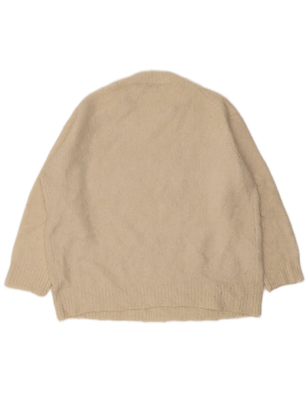 Zara ženski pulover s velikim veznim izrezom UK 10 Small Beige