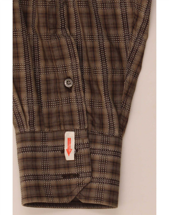 Lacoste muška košulja, veličina 45 XL, smeđi karirani pamuk