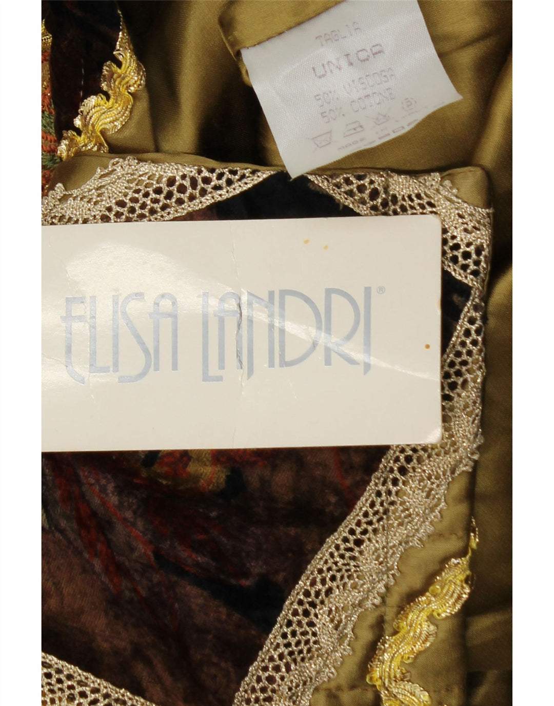 ELISA LANDRI Ženska jakna jakna UK 16 Veliki kaki patchwork viskoza