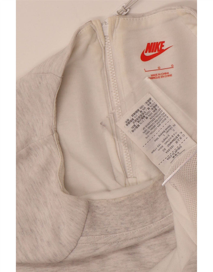 NIKE Womens Sweatshirt Jumper UK 16 Large Grey Flecked Cotton