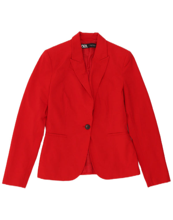 Zara ženska prekomjerna jakna sa 1 gumbom EU 34 2XS crveni poliester