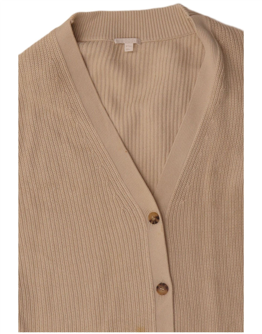 COS ženski dugi prekomjerni kardigan pulover UK 14 srednje bež pamuk