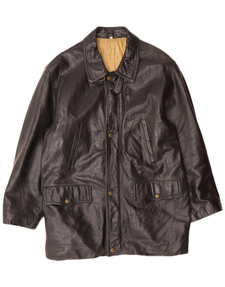 VINTAGE muška kožna jakna IT 54 2XL crna koža