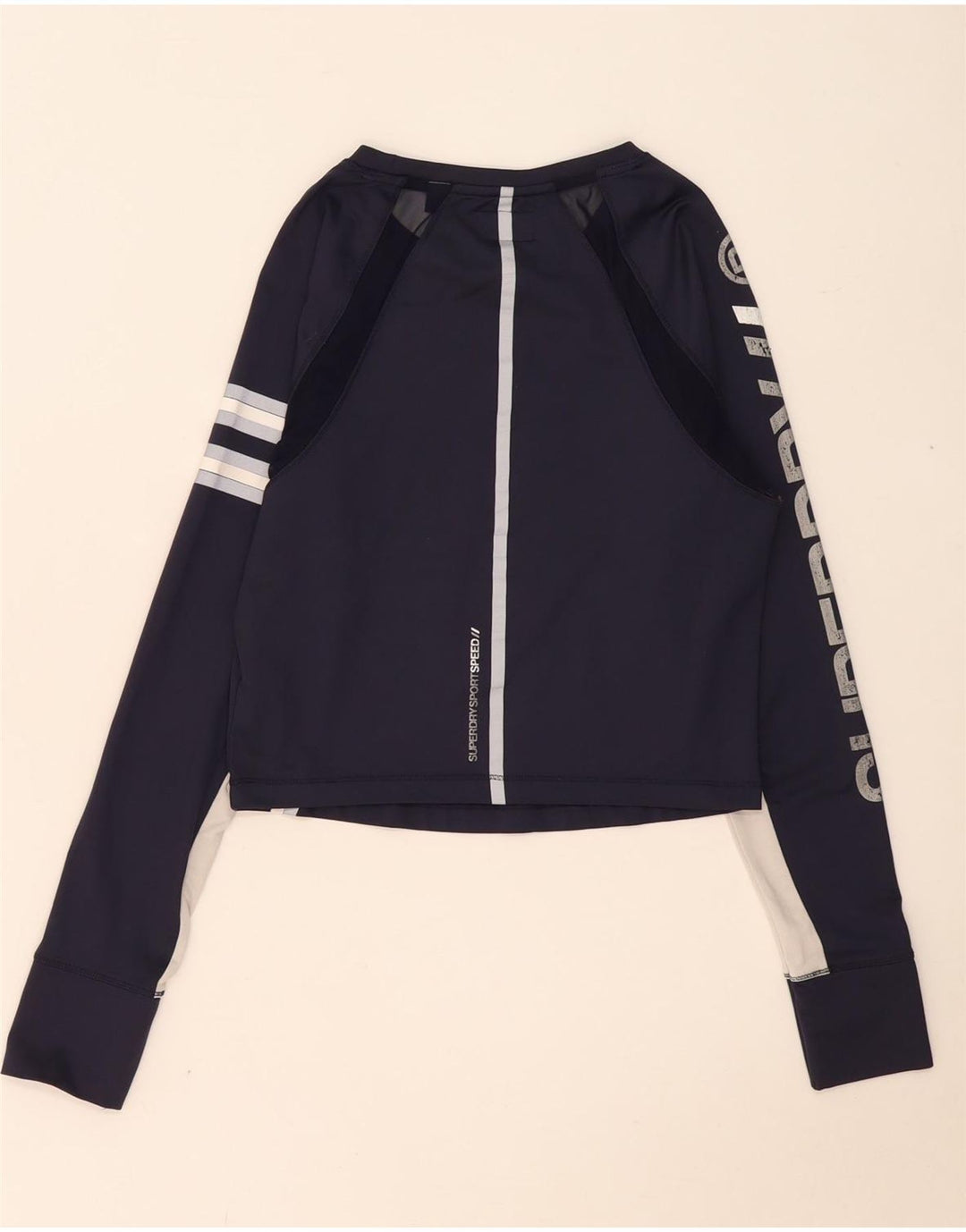 Superdry ženska majica dugih rukava s grafikom UK 12 srednje tamnoplave boje
