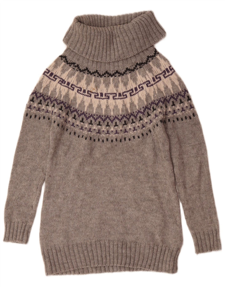 Marks & Spencer ženski pulover s rol izrezom UK 12 srednje sivi Fair Isle