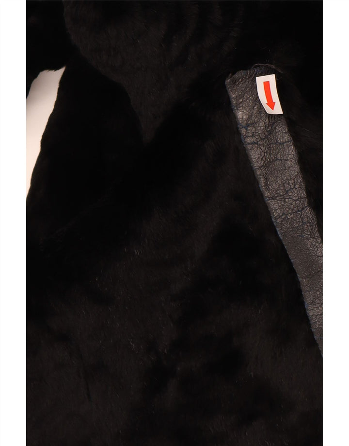 VINTAGE ženska jakna od umjetnog krzna UK 14 srednje crna