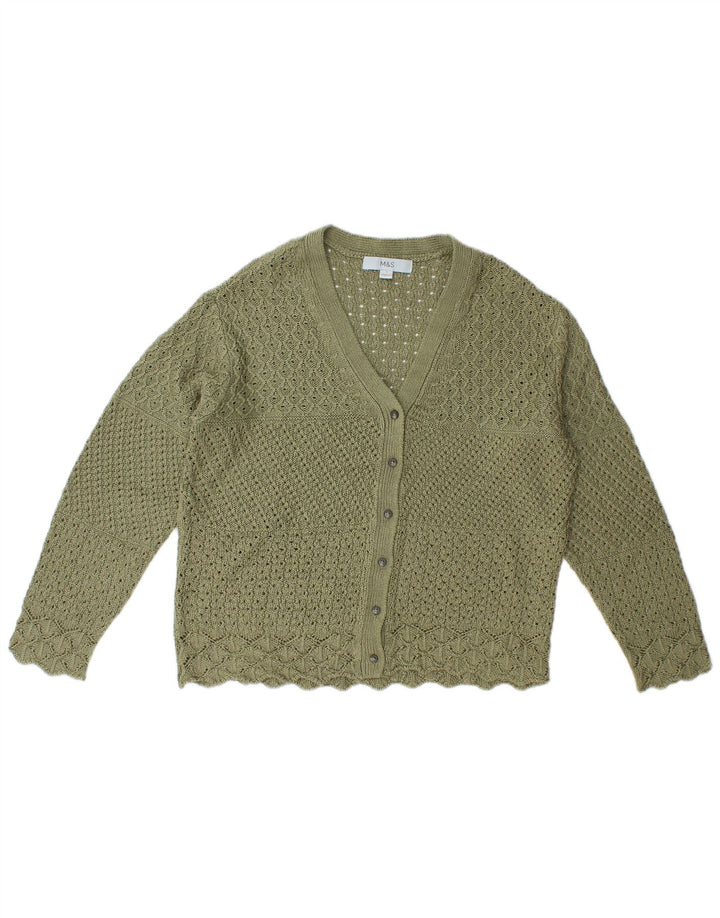 Marks & Spencer ženski prekomjerni kardigan pulover UK 10 Small Green