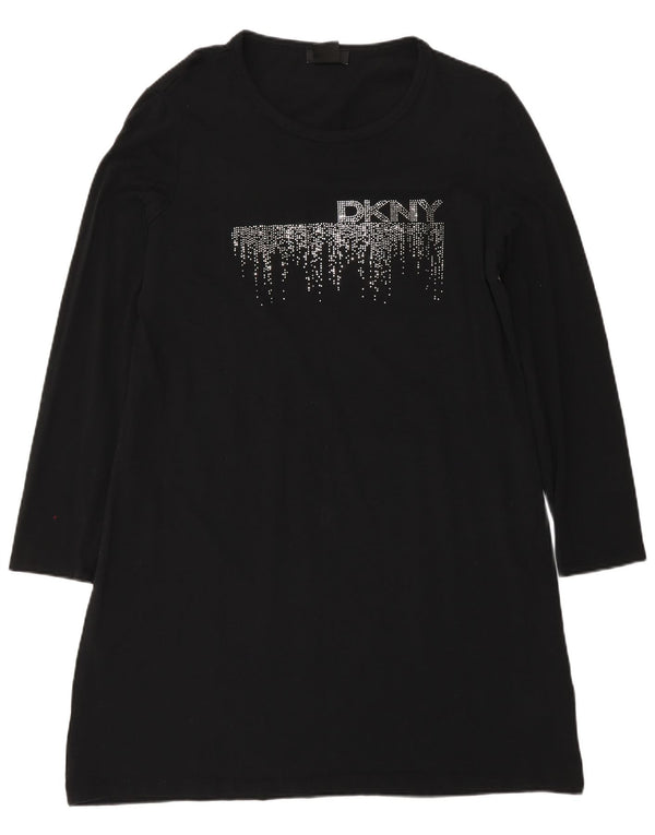 Dkny ženska grafička majica dugih rukava UK 18 XL crni pamuk