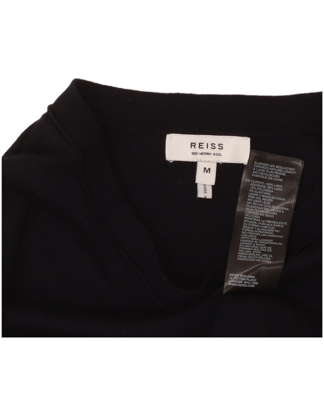 REISS ženski džemper s veznim izrezom UK 12 Srednje tamnoplava vuna