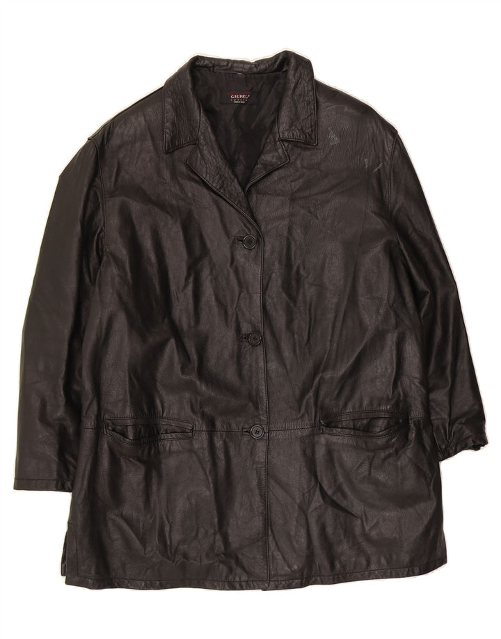 VINTAGE Womens Leather Jacket IT 48 XL Black Leather Classic Vintage Vintage and Second-Hand Vintage from Messina Hembry 