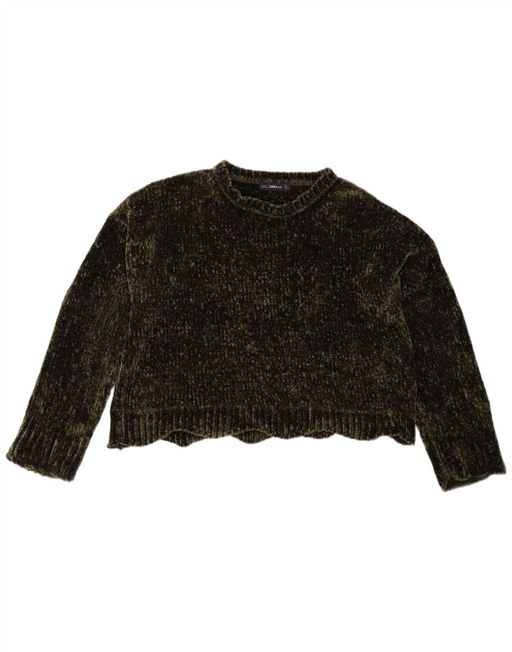 Zara ženski pulover s veznim izrezom UK 10 Mali kaki poliester